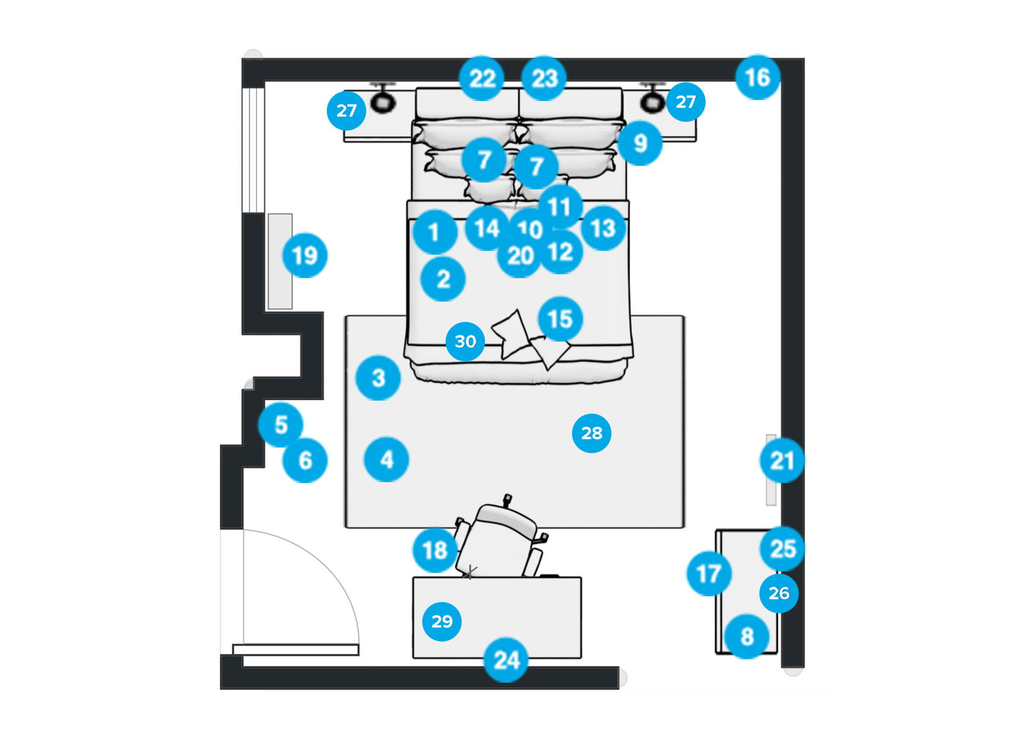 Plano del Dormitorio del Diseñador en Línea