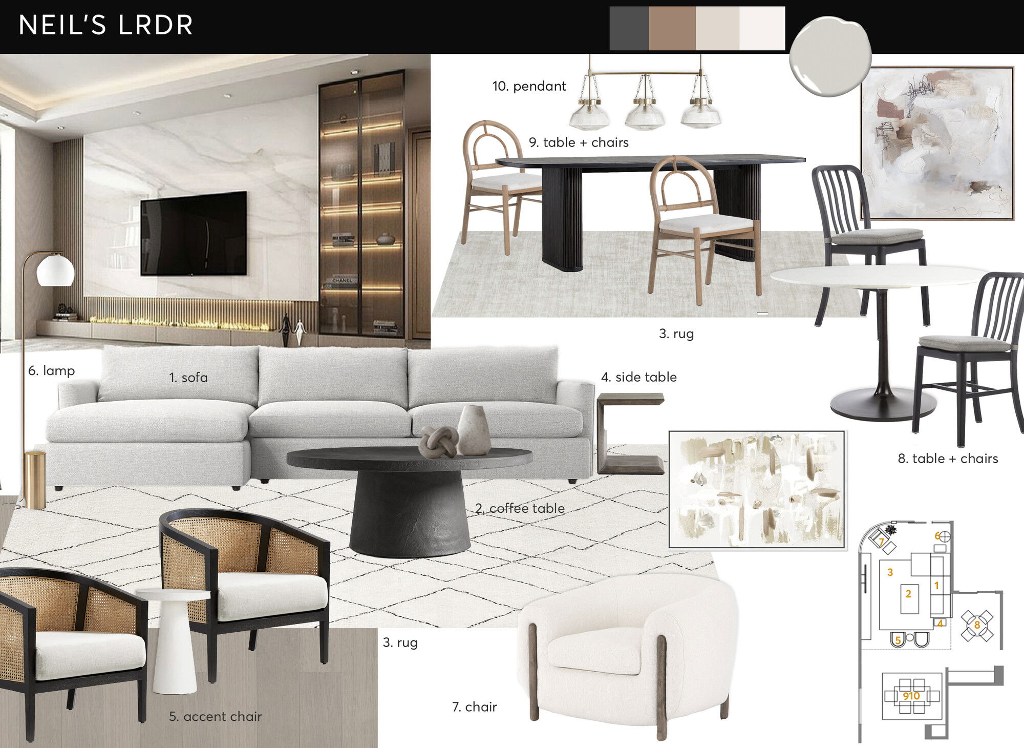 Contemporary Minimalist Interior Design with Abstract Art  Jessica S. Moodboard 1 thumb
