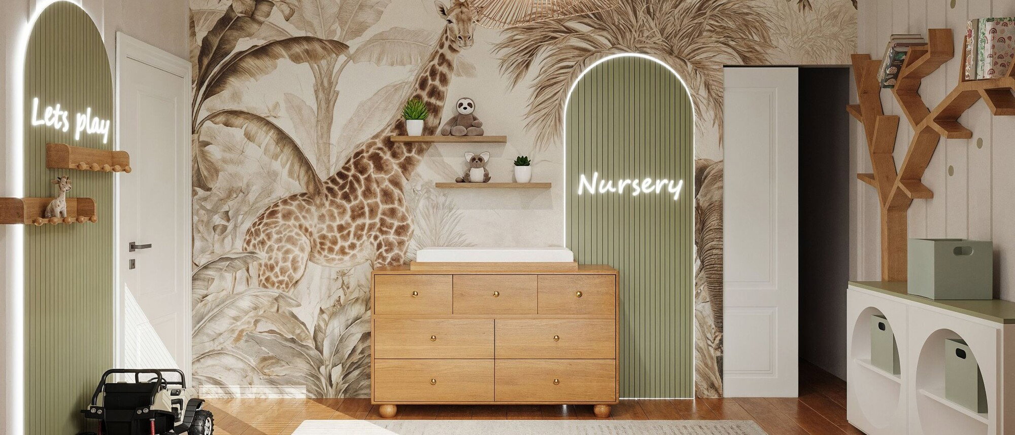 Woodland Safari Themed Nursery Design-Kara After Rendering
