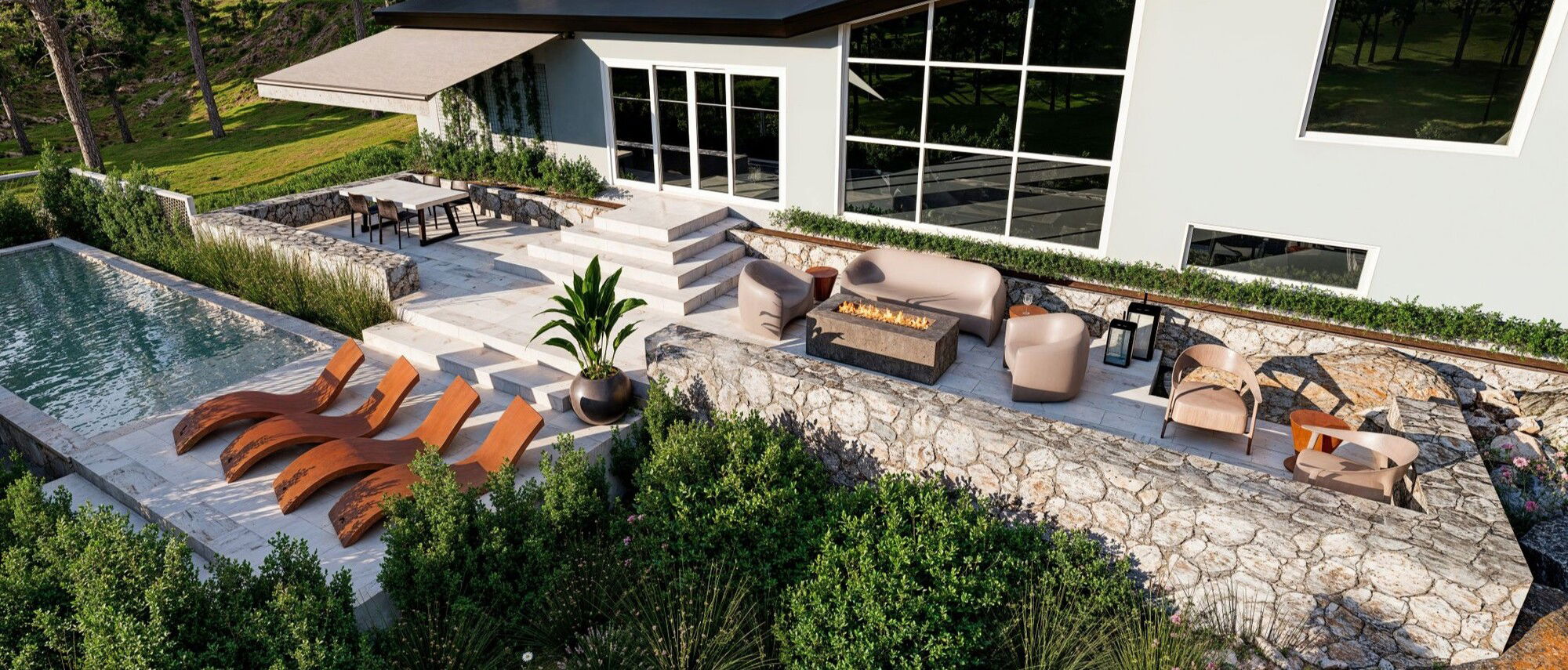 Tropical Luxe Patio Remodel- After Rendering