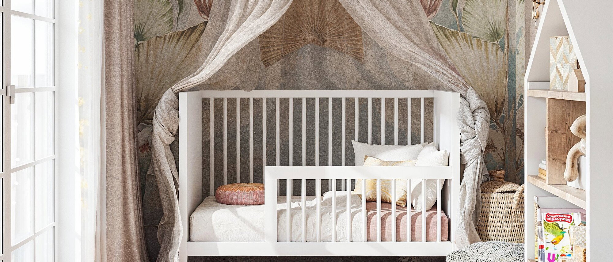 Contemporary Dreamy Pink Nursery Design by interior designers in Saratoga, California