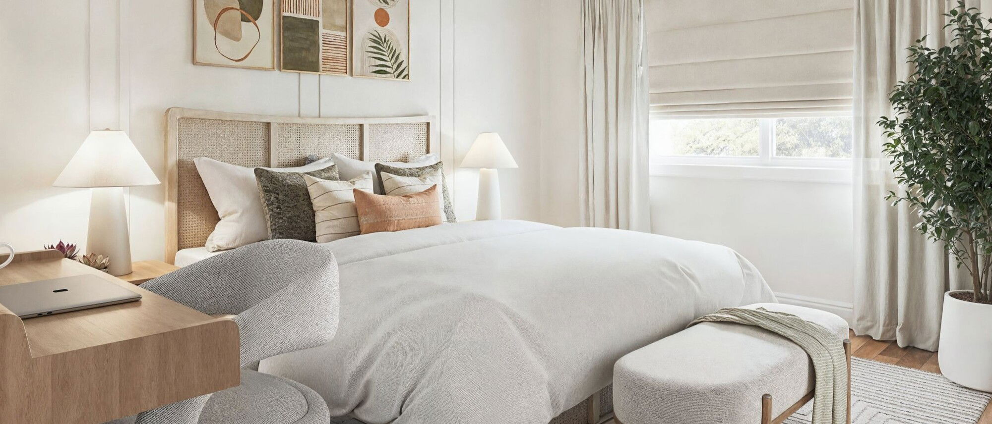 Light & Airy Scandinavian Guest Bedroom Remodel- After Rendering