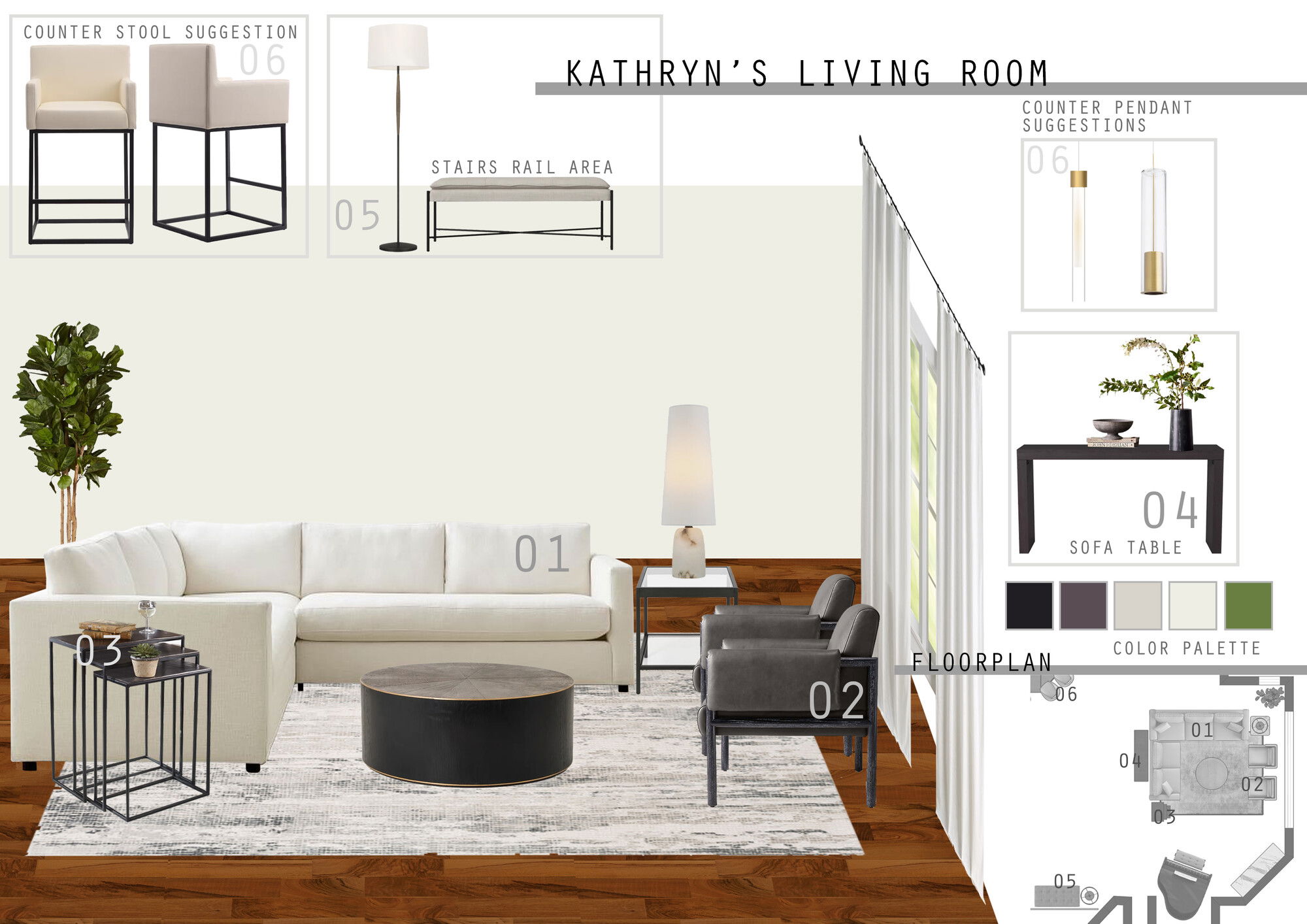 Ideas de diseño interior para sala de estar de diseñador en línea