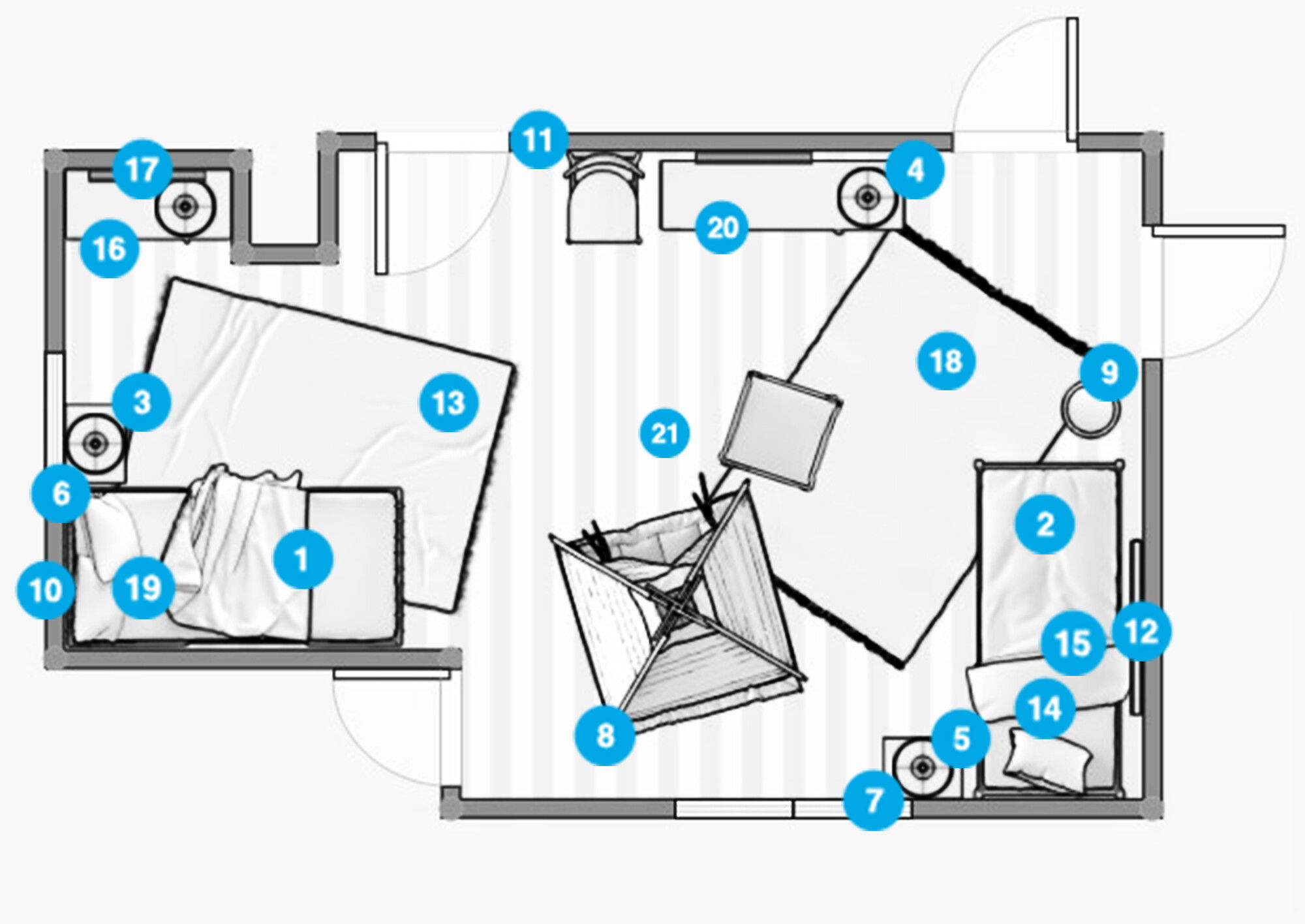 Plano de planta de sala de estar en línea