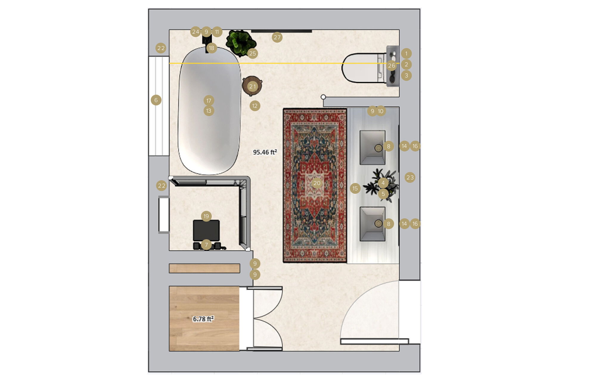 Online Designer Bathroom Floorplan