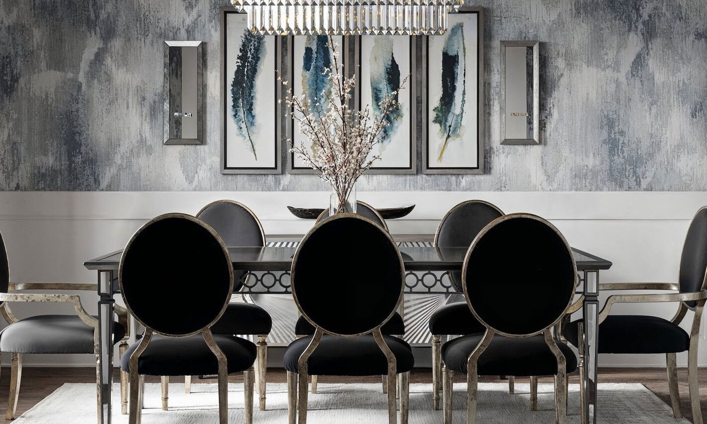 Glamorous Silver & Blue Home Design  by top Atlanta interior designers