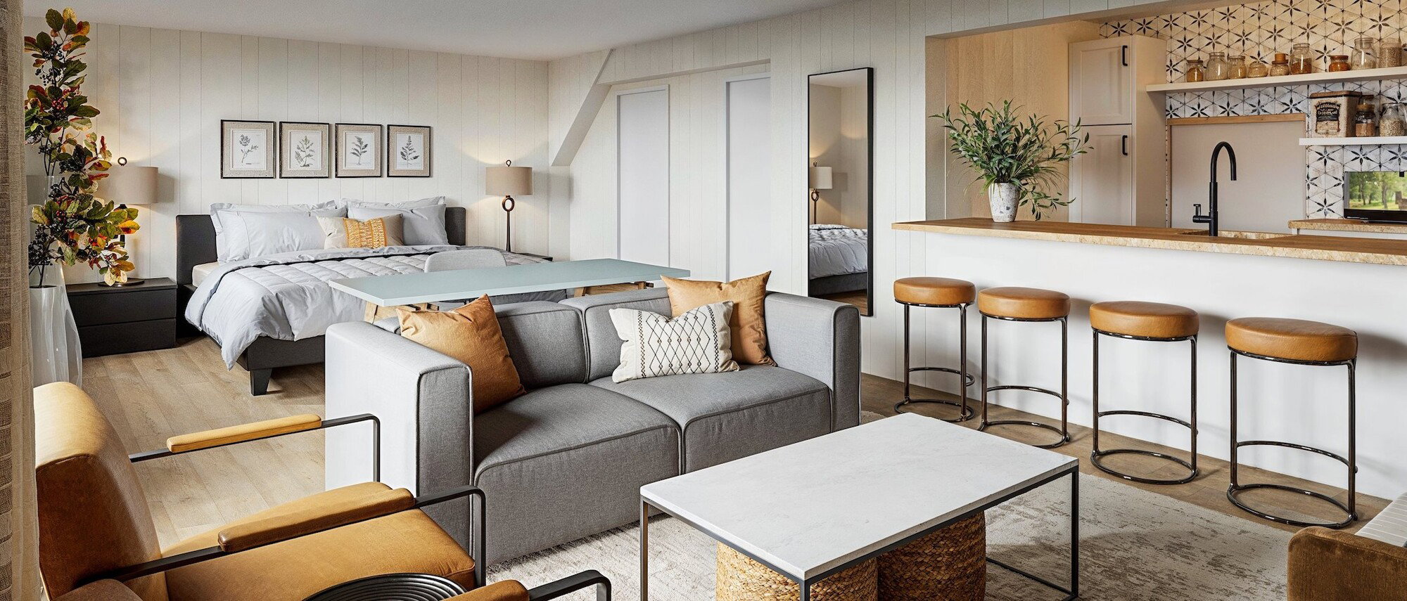 Cozy and Comfortable Basement Design by affordable Saratoga interior designers