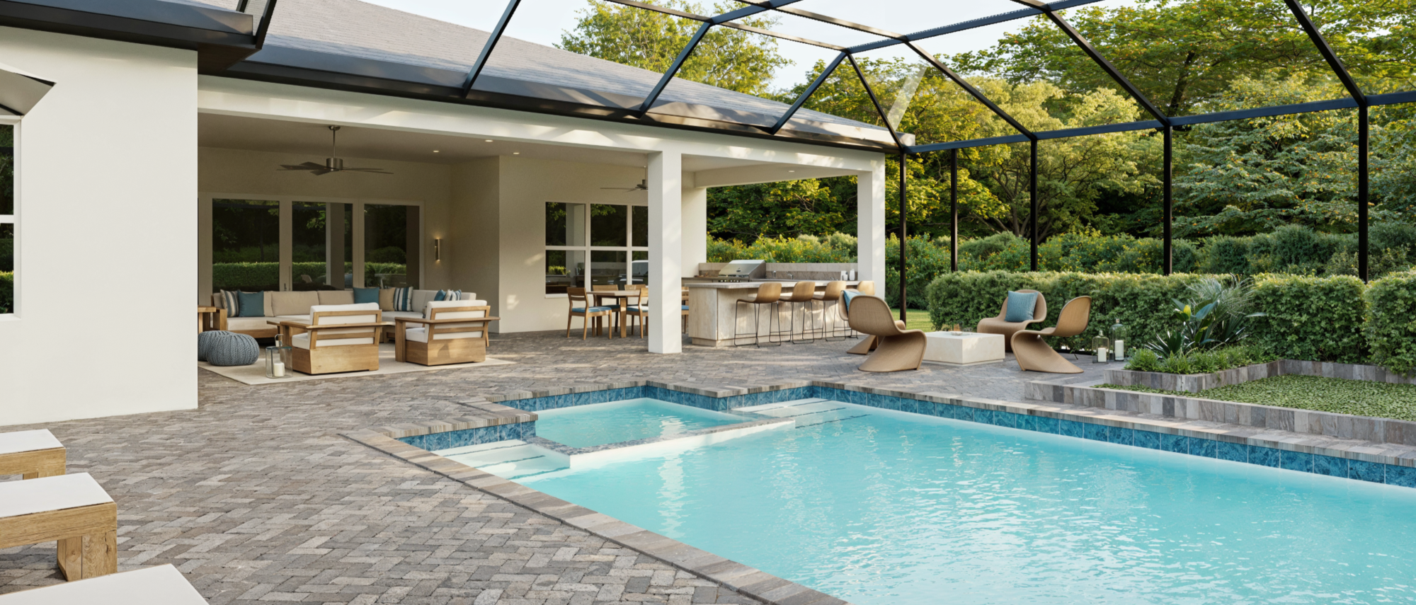 Coastal Home with a Modern Lanai Design by interior designers in Cape Coral, Florida