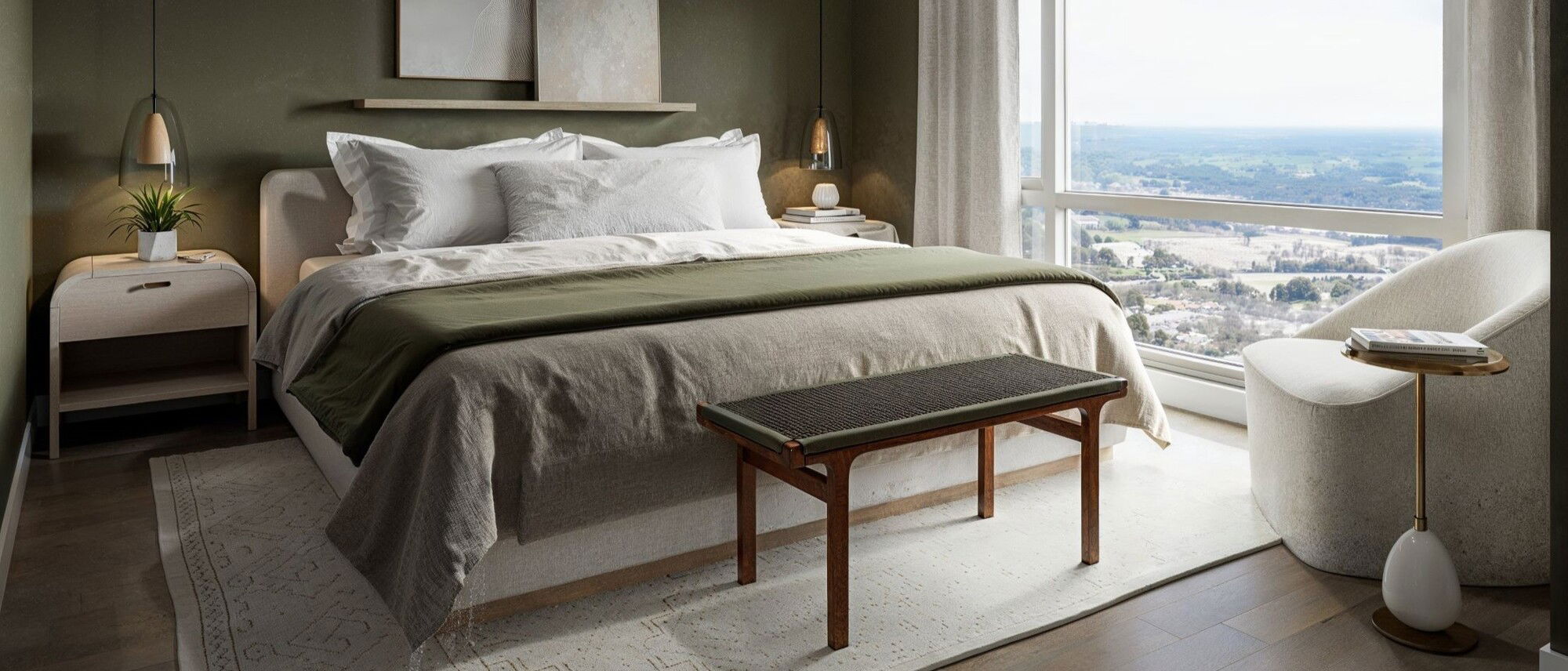 Cozy Modern Bedroom Renovation by affordable Hamptons interior designers