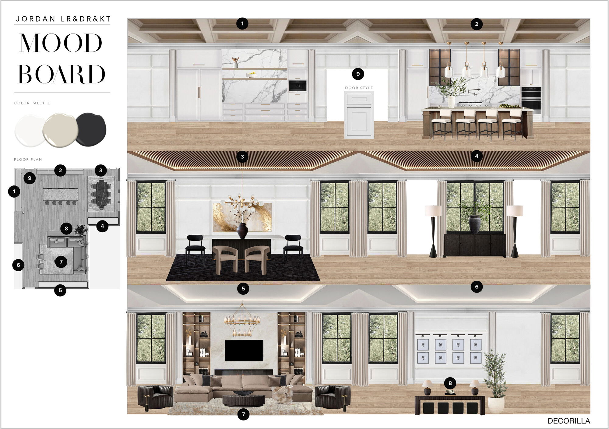 Ideas de Diseño de Interiores Combinadas de Sala-Comedor del Diseñador en Línea