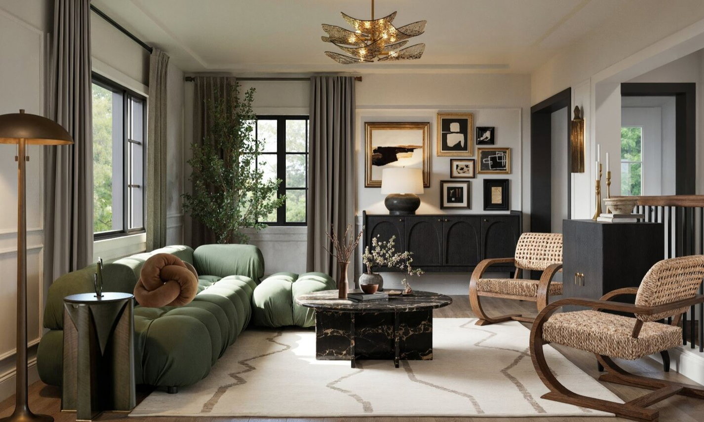 Elevated Living & Dining Room Design by top Fairfield interior designers