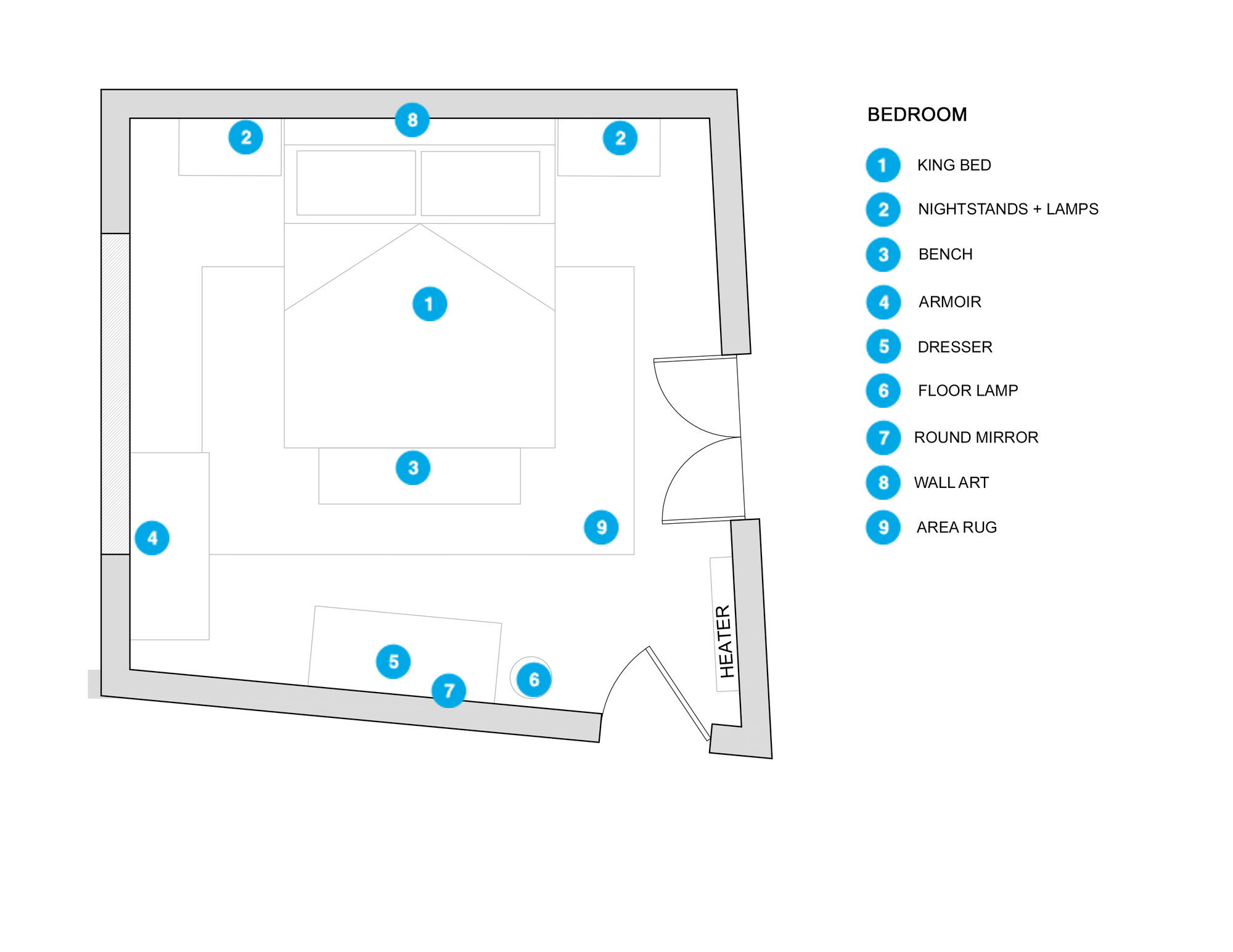 Online Designer Bedroom Floorplan