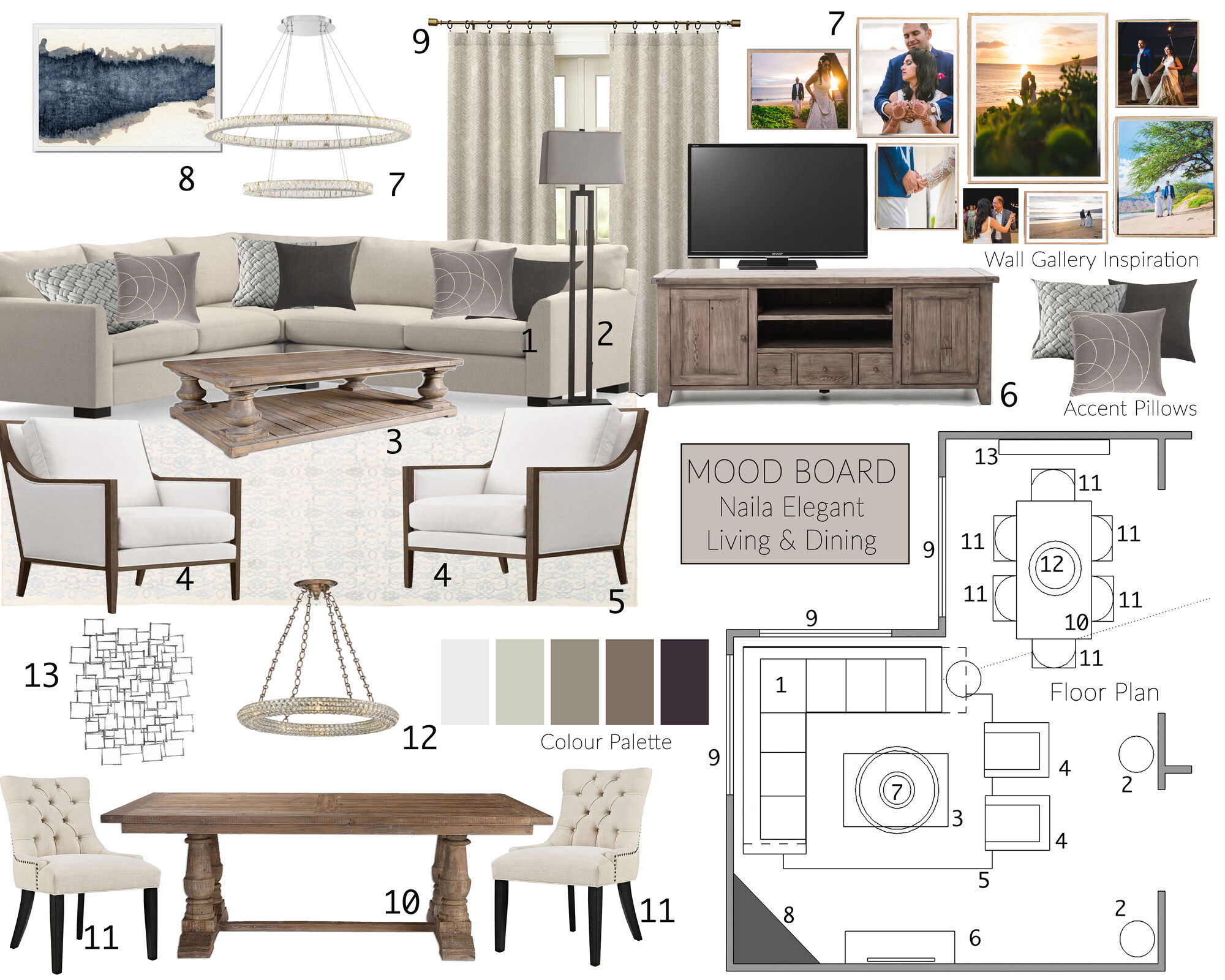 Ideas de Diseño de Interiores Combinadas de Sala-Comedor del Diseñador en Línea
