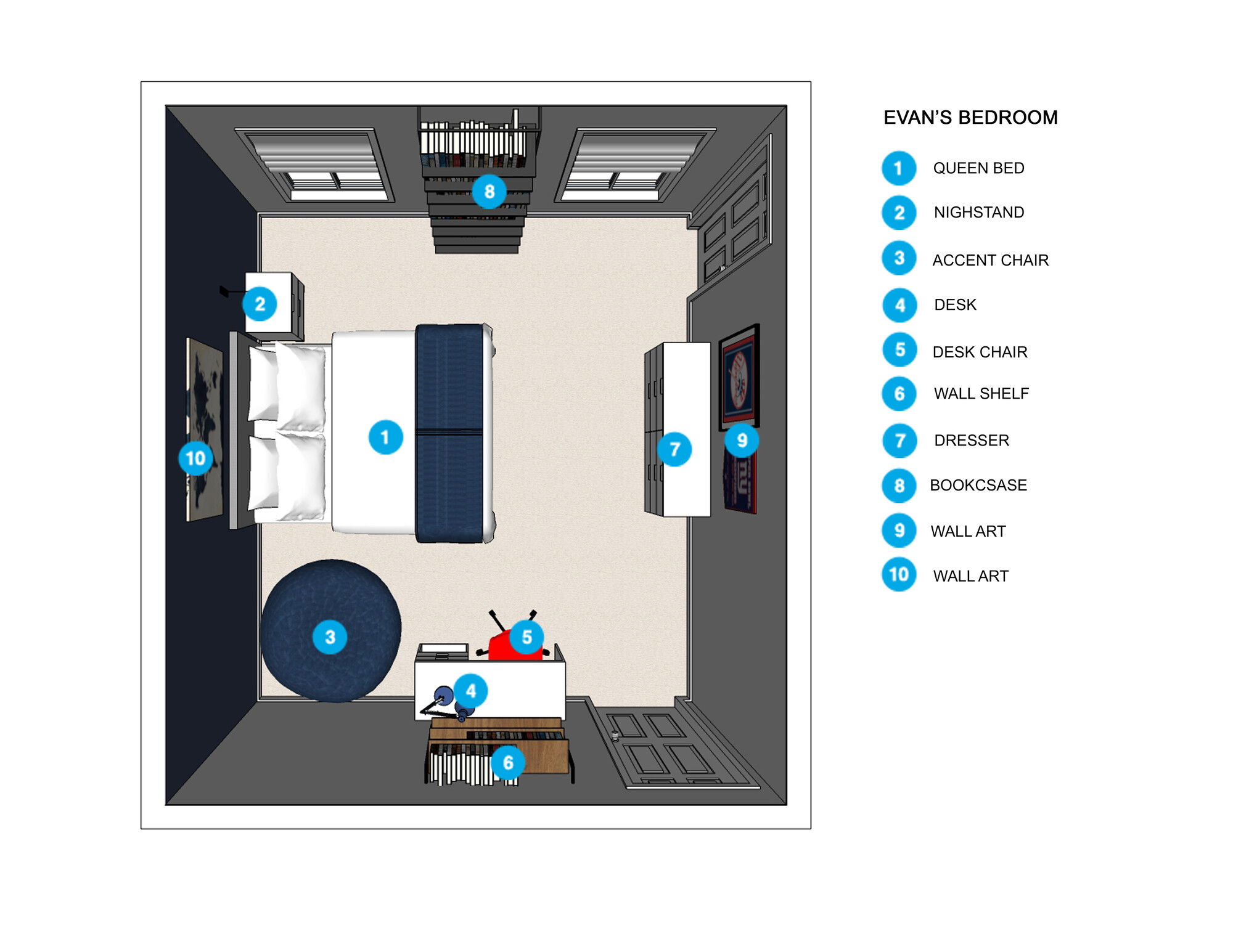 Plano del Dormitorio del Diseñador en Línea