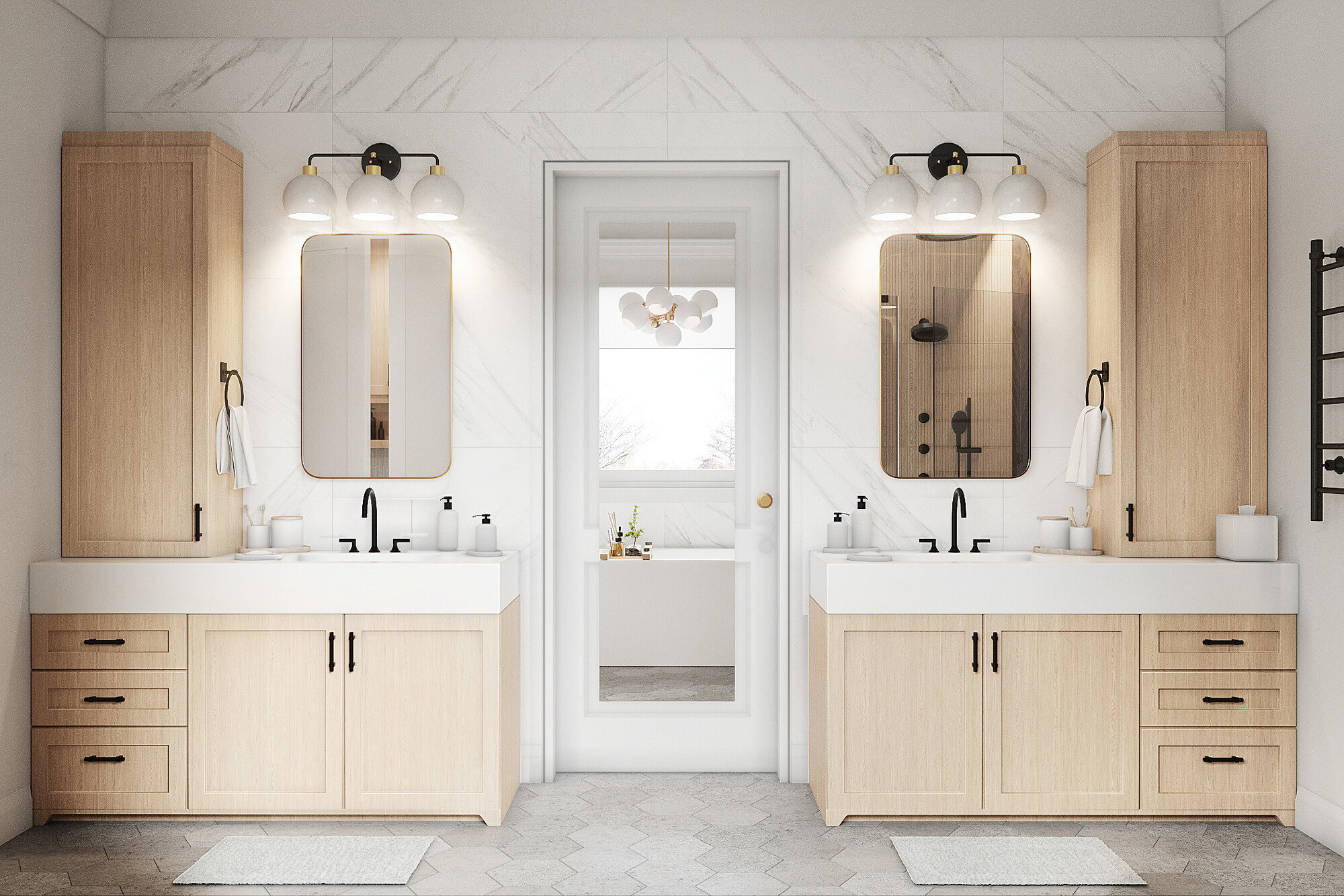 Renderizado de Baño Principal Transicional