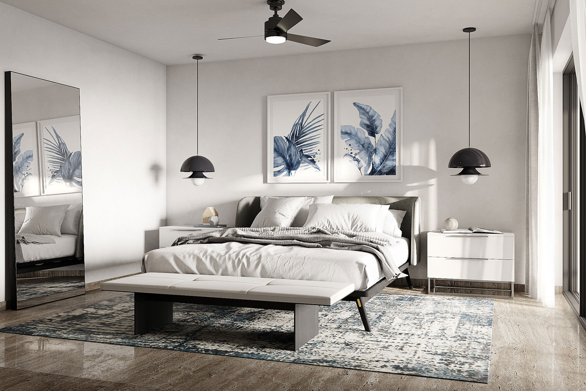 Online Designer Bedroom 3D Model 1