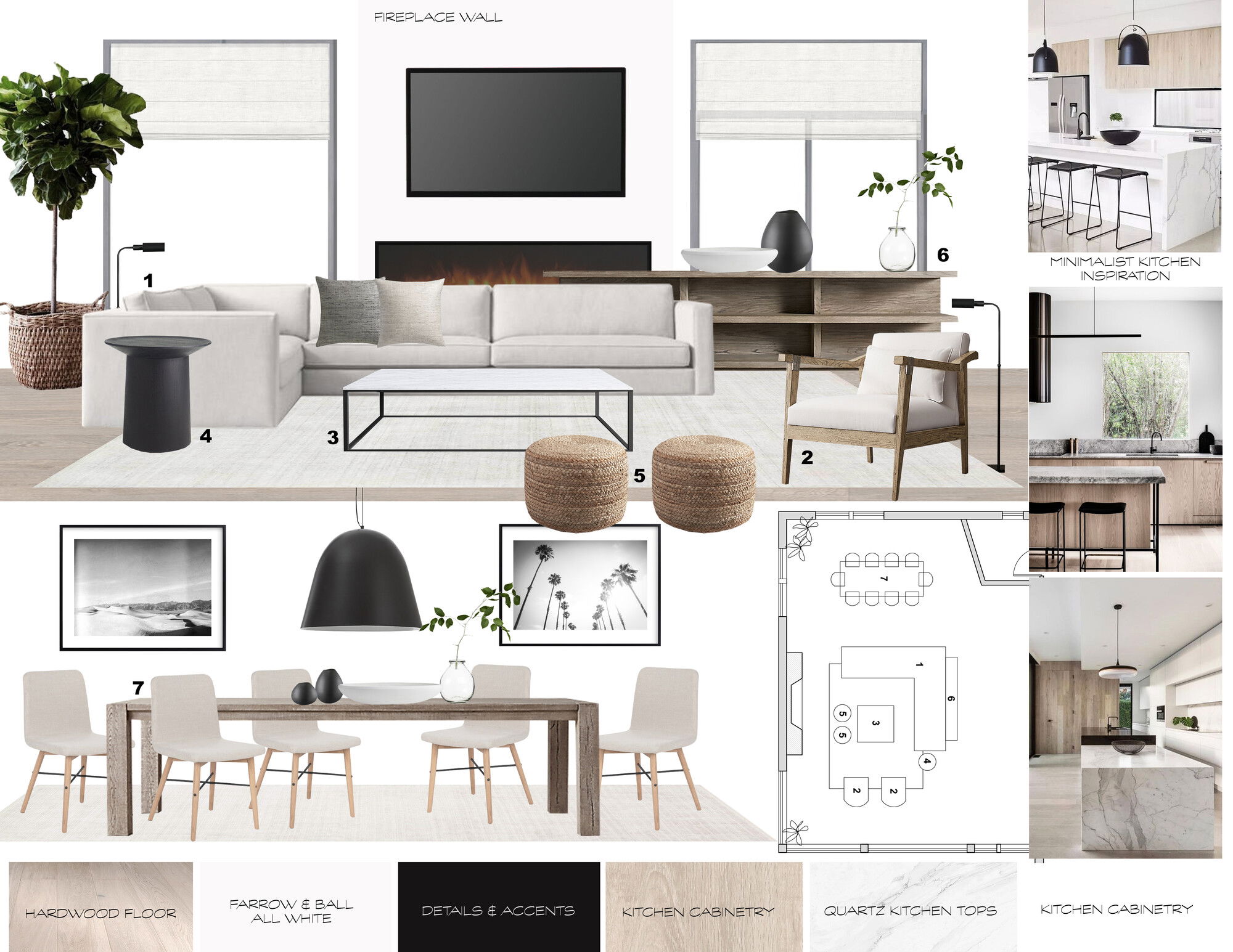 Ideas de Diseño de Interiores Combinadas de Sala-Comedor del Diseñador en Línea