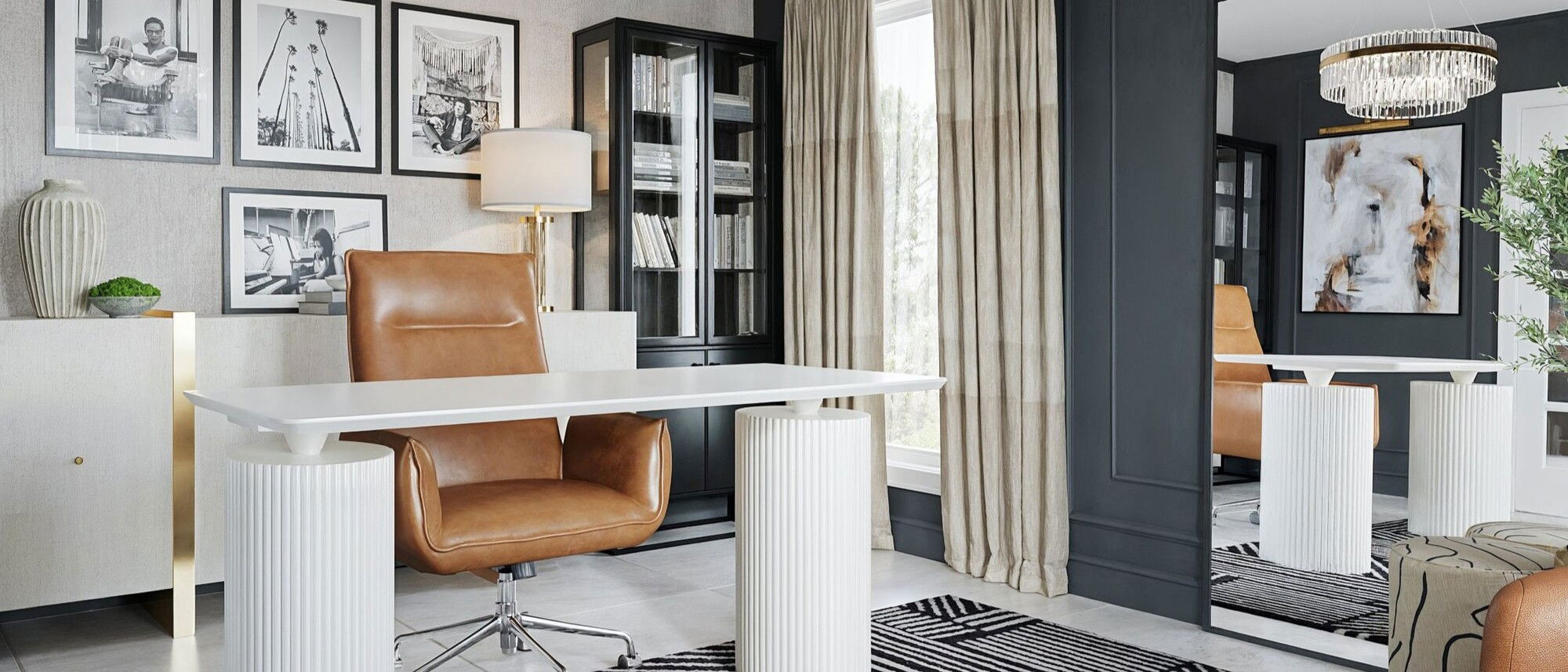 Modern Transitional Home Office & Laundry Design- After Rendering