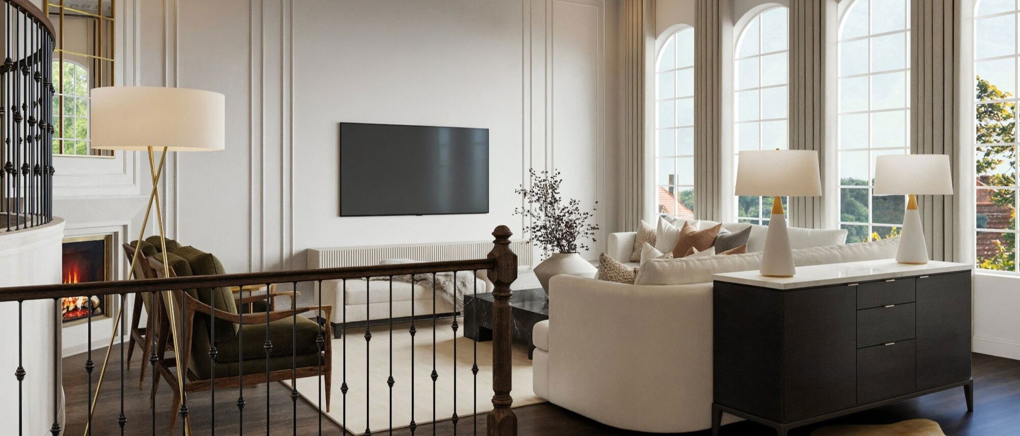 Renovación Elegante de Sala de Estar por los mejores diseñadores de interiores de Richardson