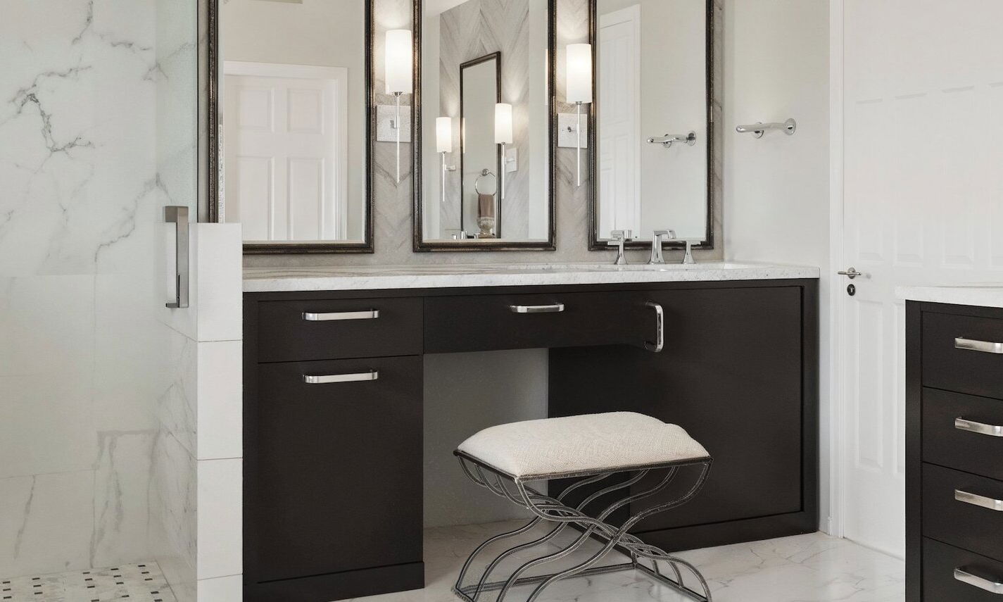 Transitional Black & White Bathroom Remodel by top Athens interior designers