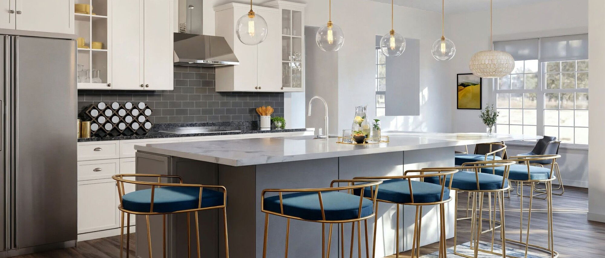 Diseño de Cocina y Comedor Contemporáneo - Renderizado Después