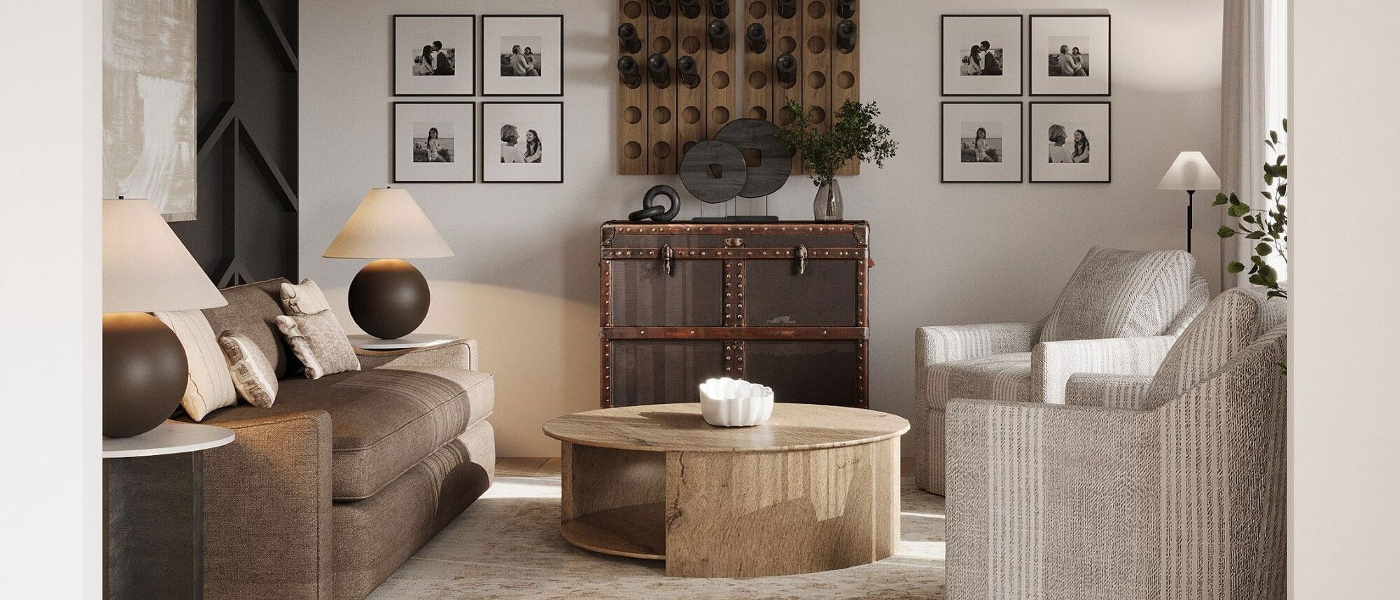 Fresh & Comfortable Living Room Remodel- After Rendering