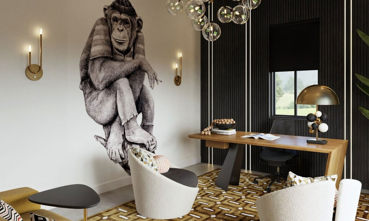 Urban Sophisticated Home Office Design by interior designers in Jurupa Valley, California