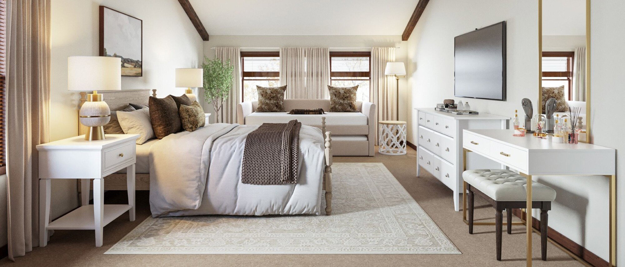 Sophisticated & Cozy Lake House Bedroom Design