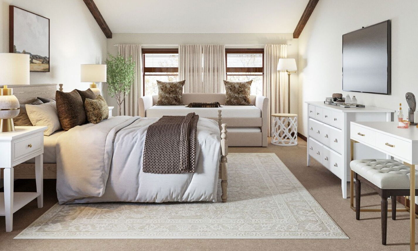 Sophisticated & Cozy Lake House Bedroom Design