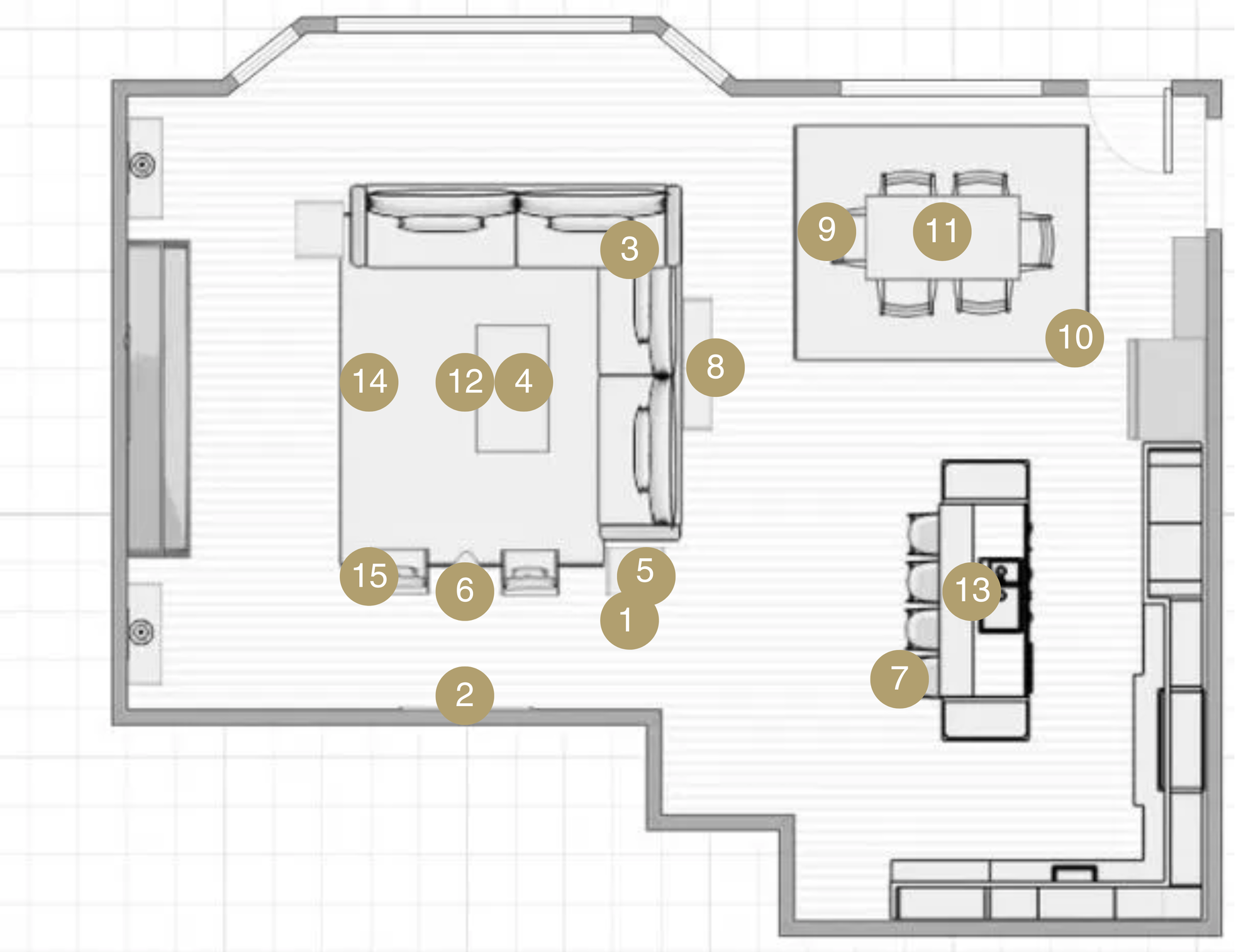 Online Designer Combined Living/Dining Floorplan