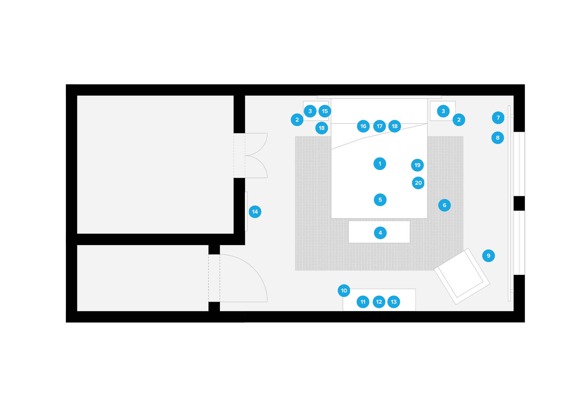 Plano del Dormitorio del Diseñador en Línea