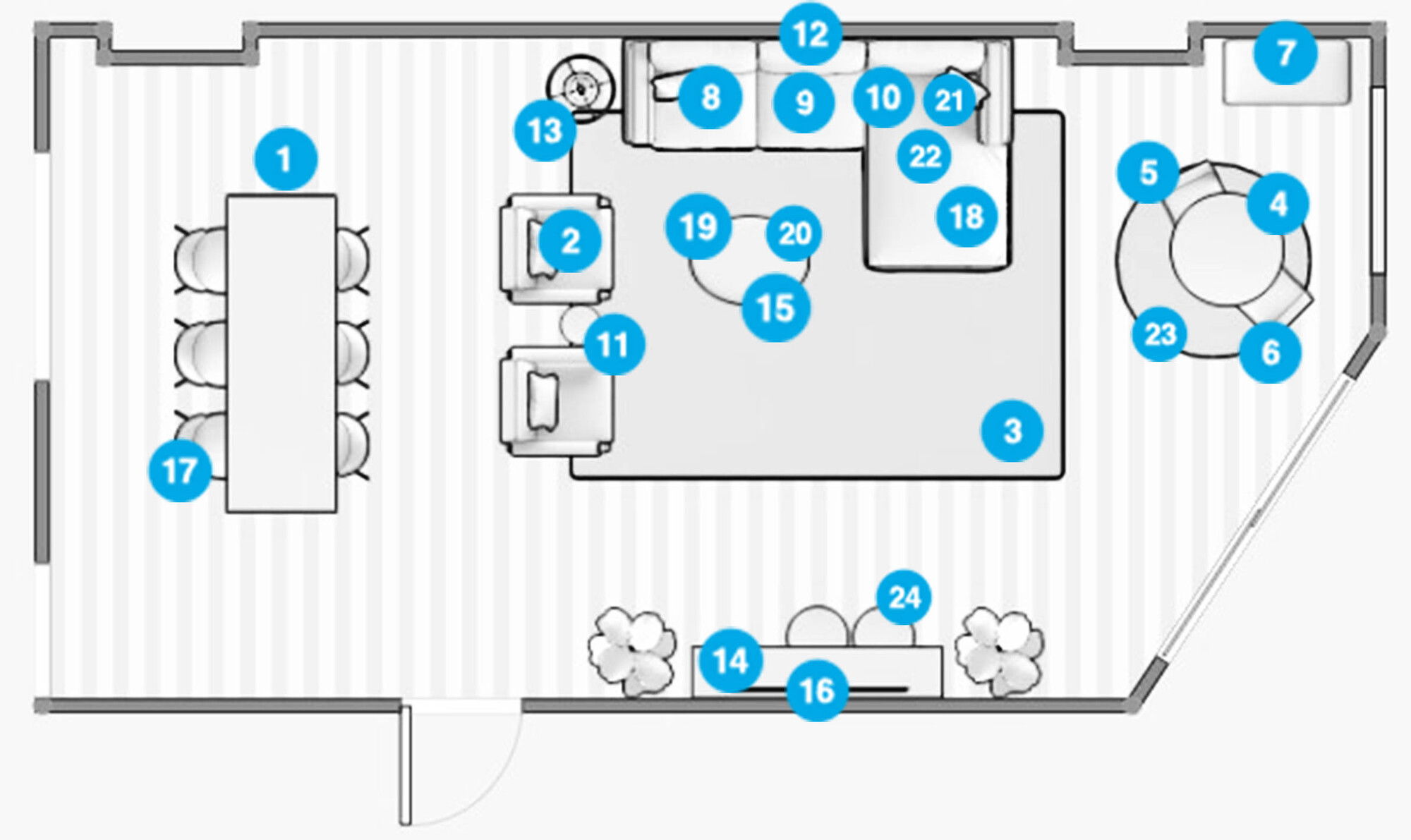 Online Designer Combined Living/Dining Floorplan