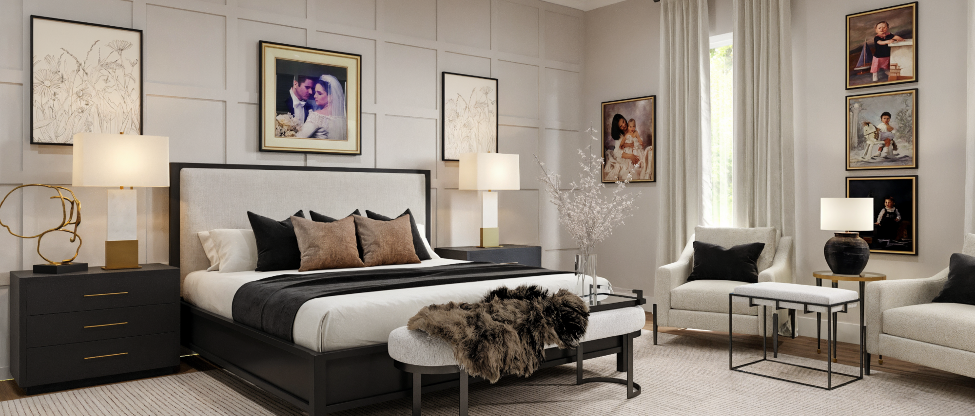 Modern Sophisticated Master Bedroom Design- After Rendering