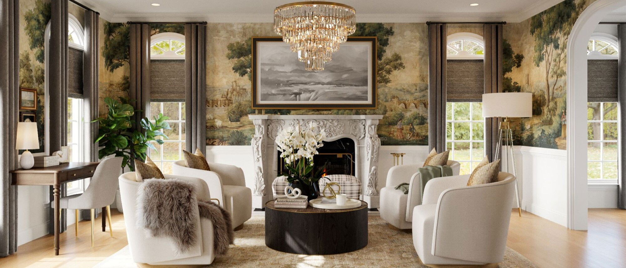 Elegant Eclectic Glam House Interior Design- After Rendering