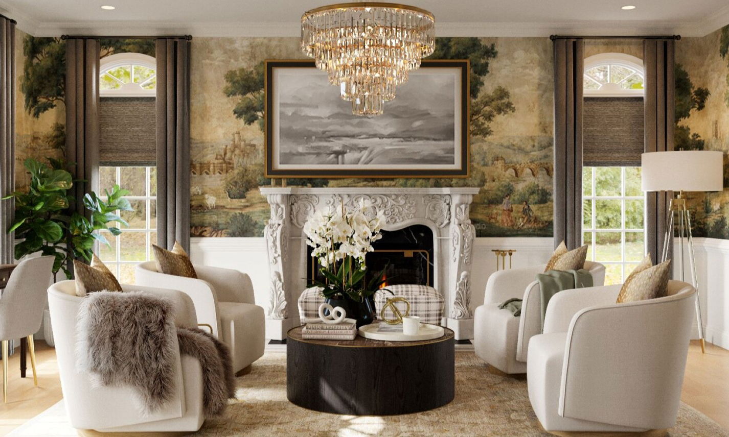 Elegant Eclectic Glam House Interior Design by top Virginia interior designers