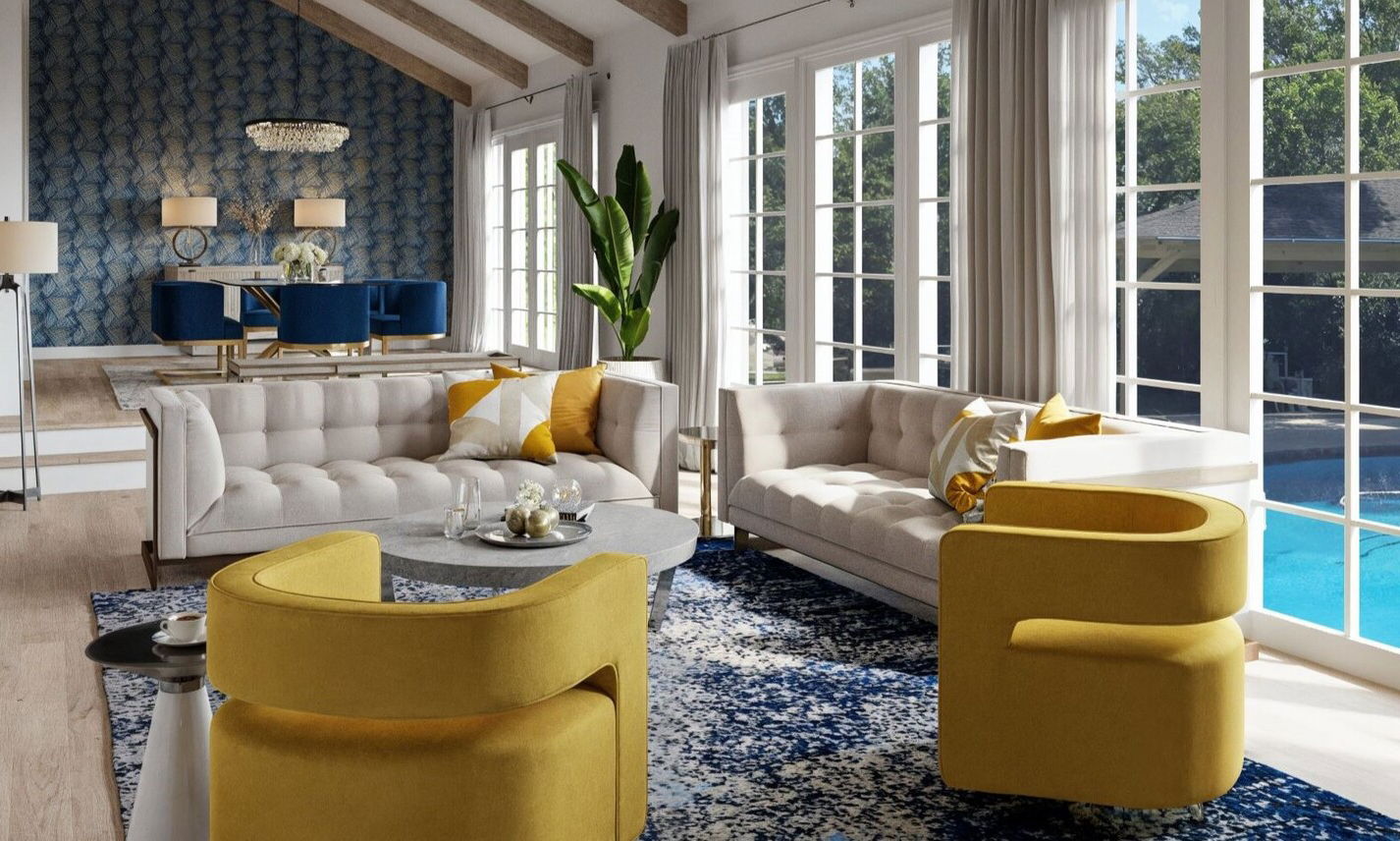 Luxurious Vaulted Ceiling Modern Farmhouse Home by top Orange County interior designers