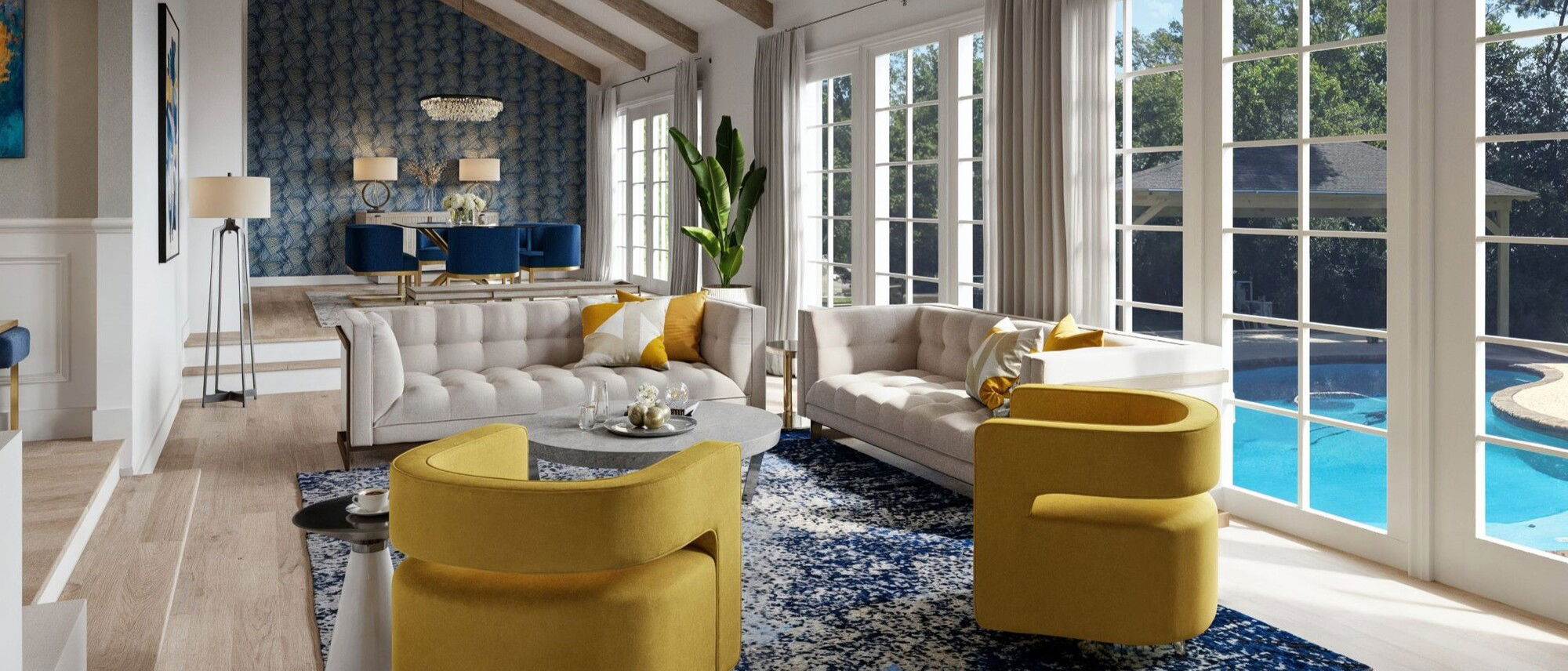 Luxurious Vaulted Ceiling Modern Farmhouse Home by top Orange County interior designers