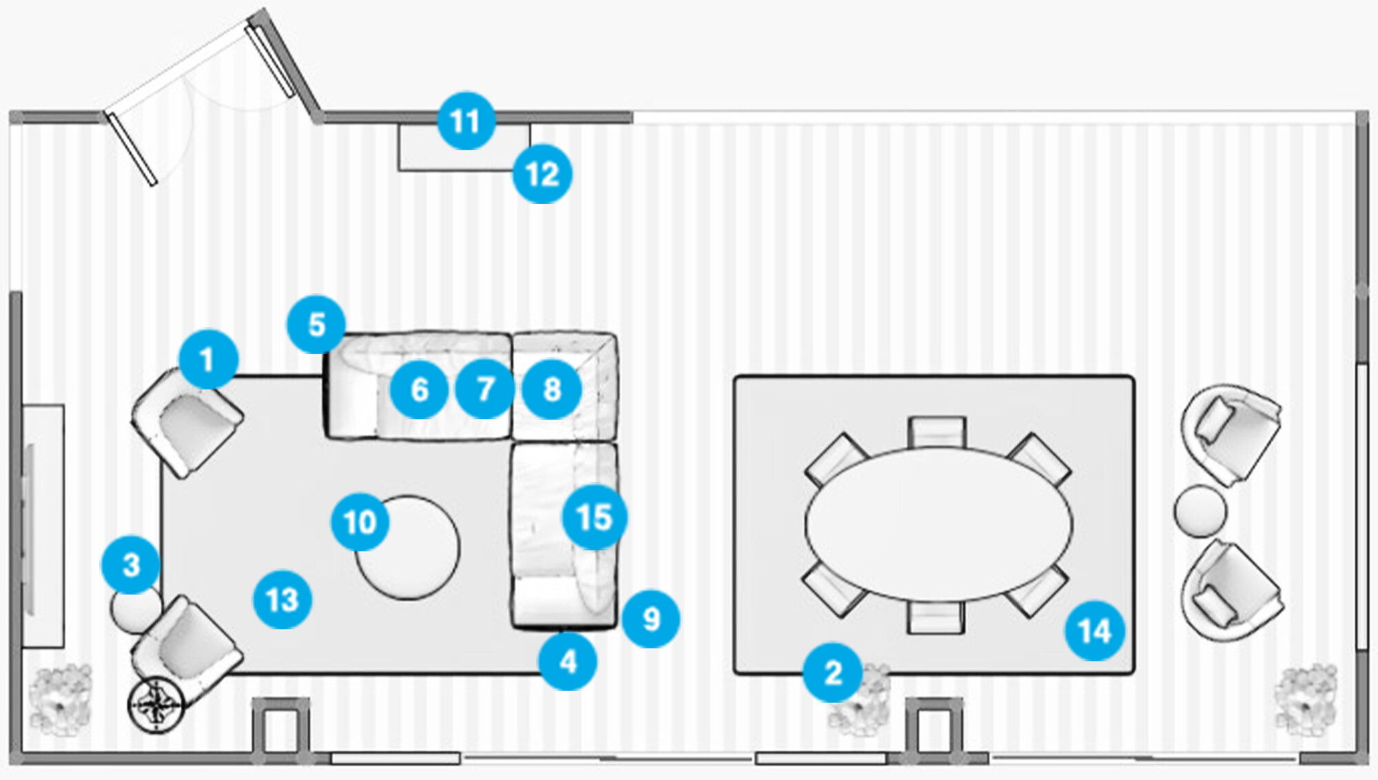 Online Designer Combined Living/Dining Floorplan