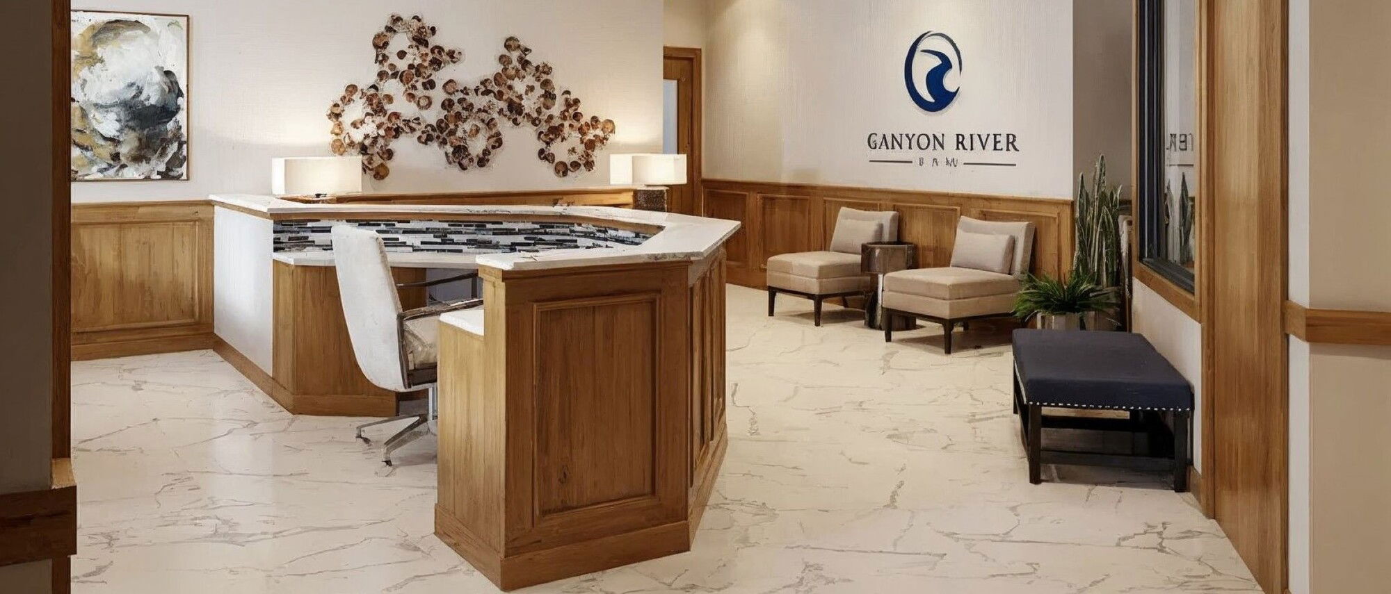 Diseño de Recepción de Firma de Abogados Contemporánea Elegante - Renderizado Después
