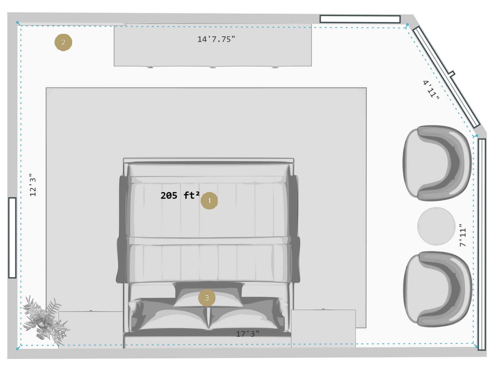 Online Designer Bedroom Floorplan