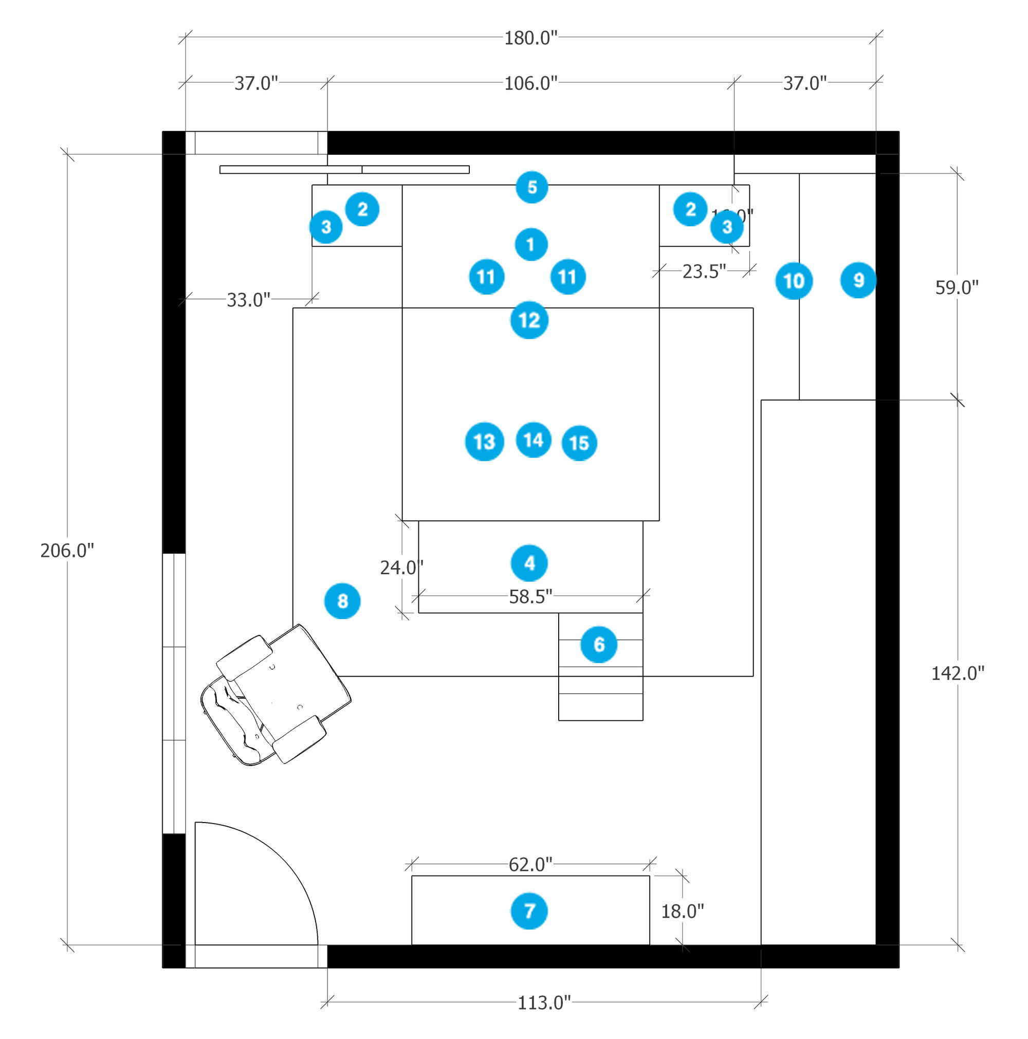 Online Designer Bedroom Floorplan