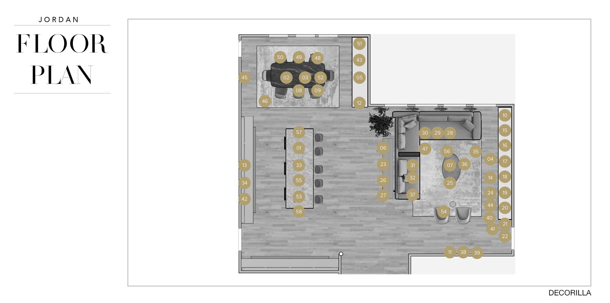 Online Designer Combined Living/Dining Floorplan