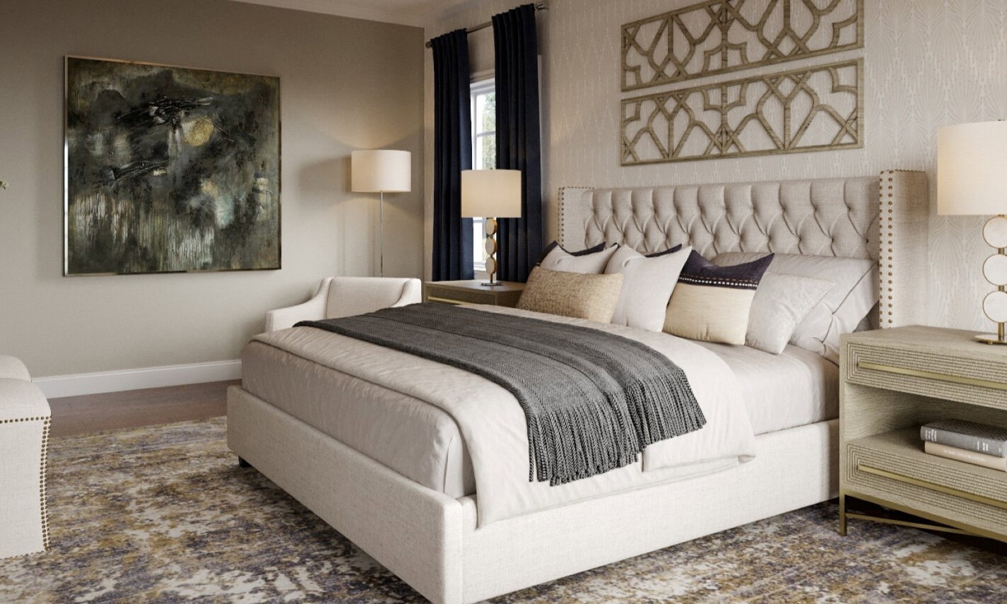 Modern Transitional Bedroom Design by interior designers in Houston, Texas