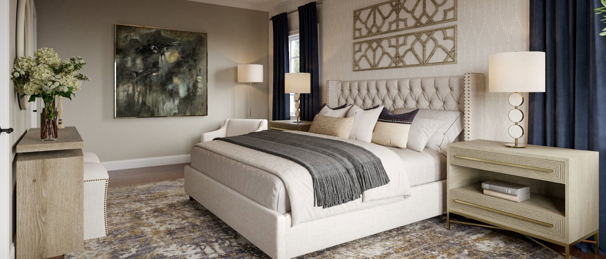 Modern Transitional Bedroom Design by interior designers in Pasadena, Texas