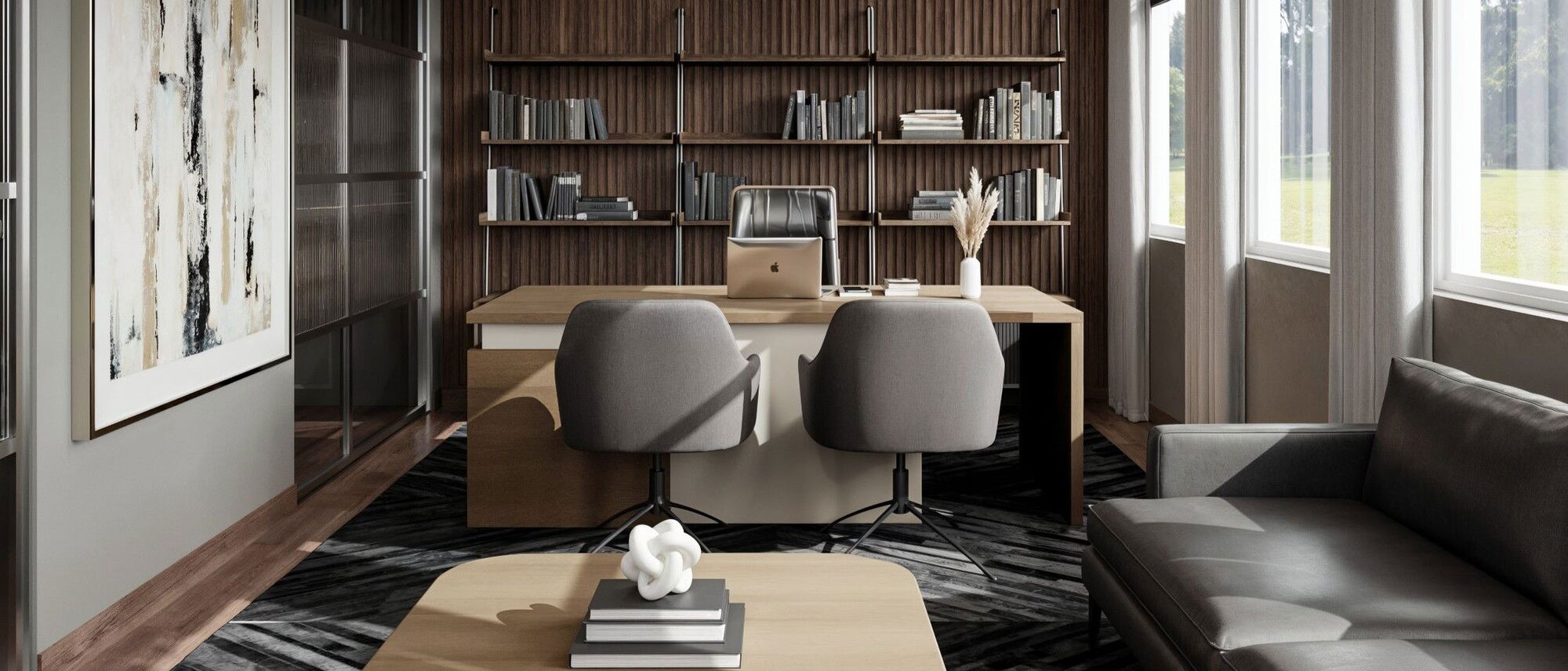 Luxurious & Masculine Private Office Design by top Miami interior designers
