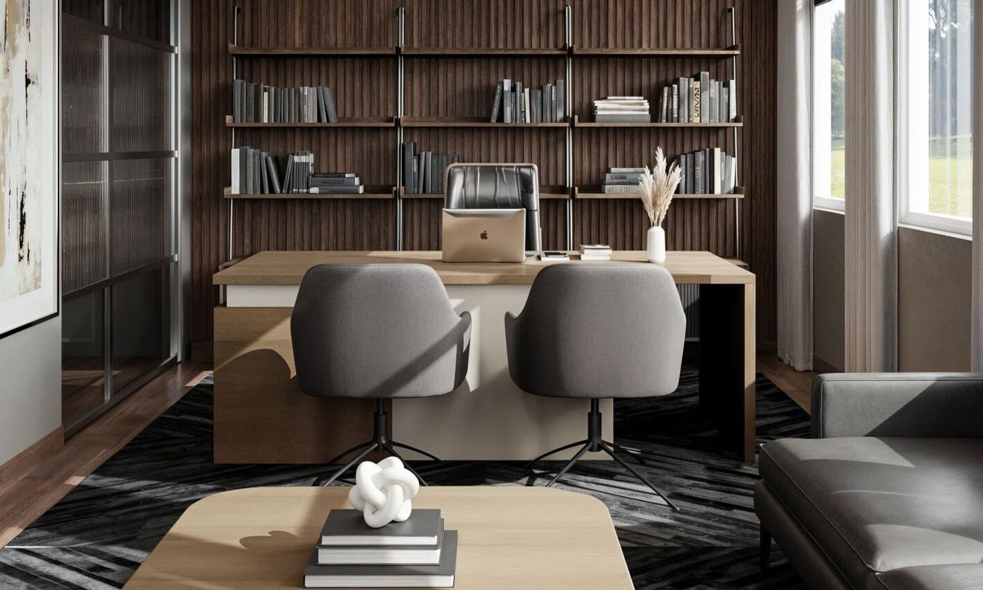 Luxurious & Masculine Private Office Design by top Naples interior designers