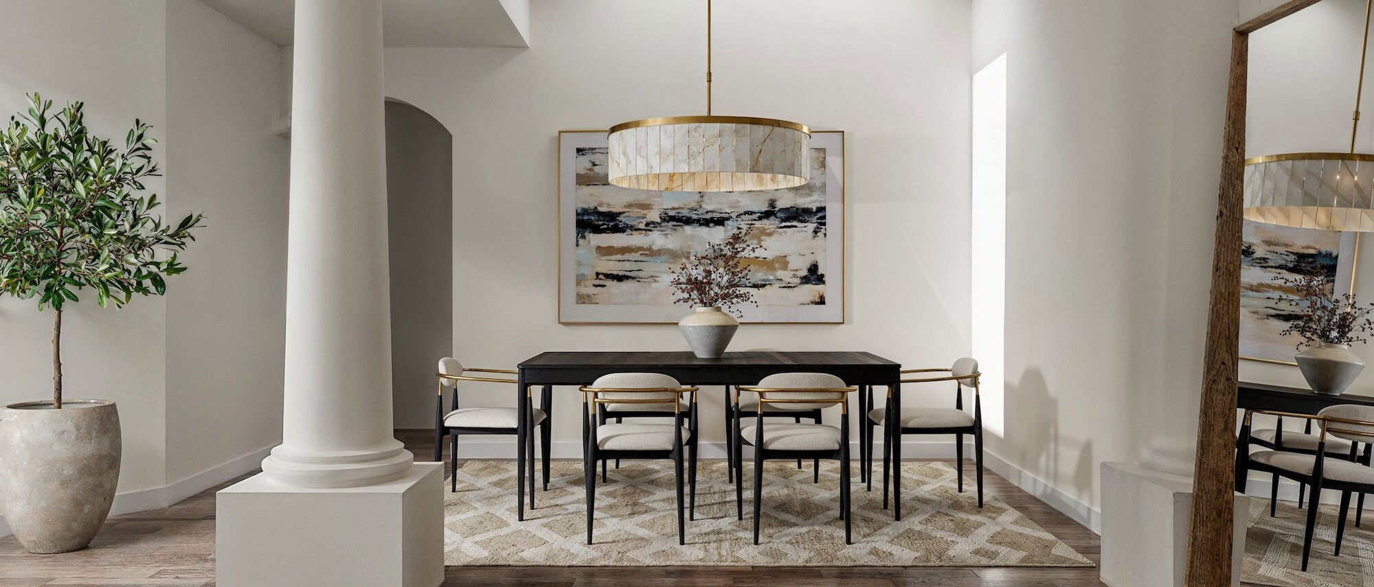 Modern Neutral Living and Dining Room Combo by top Bellevue interior designers