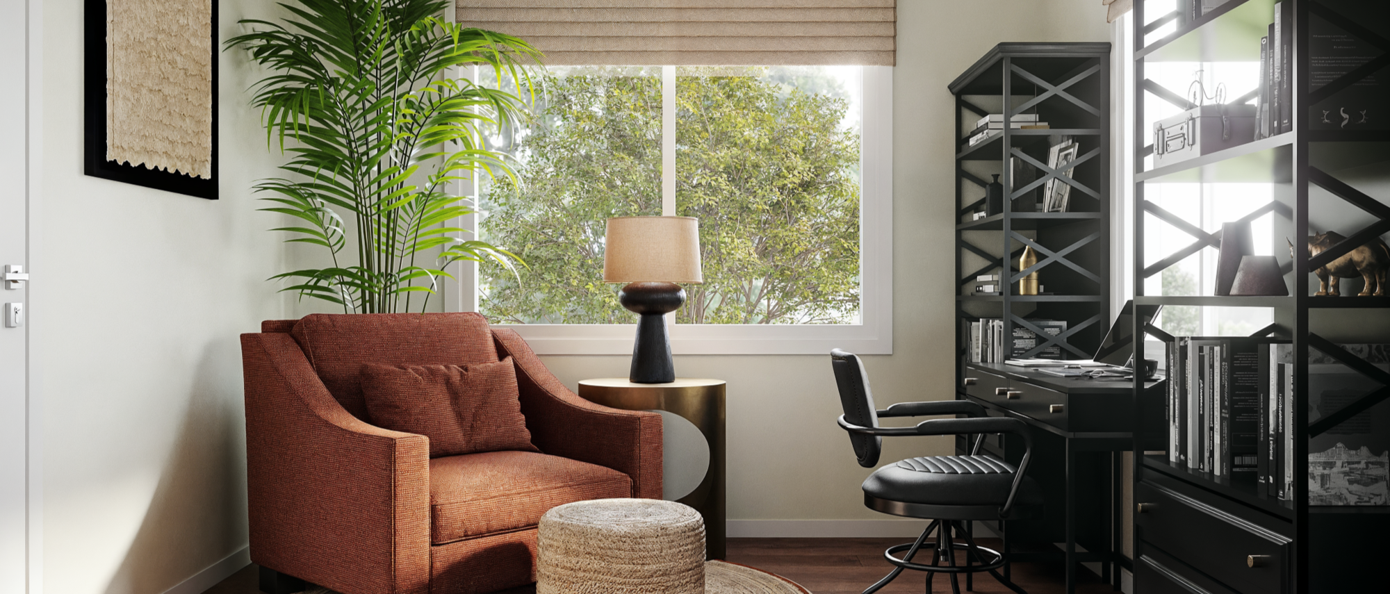 Modern & Stylish Home Office with a Natural Vibe-Stacey After Rendering