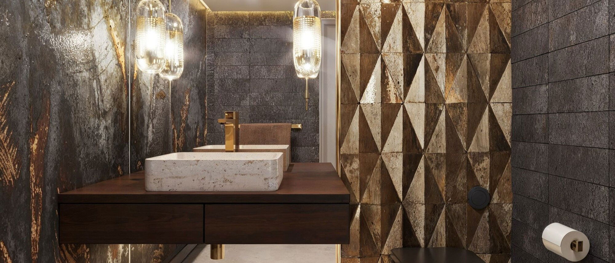 Glam Art Deco Bathroom Remodel- After Rendering