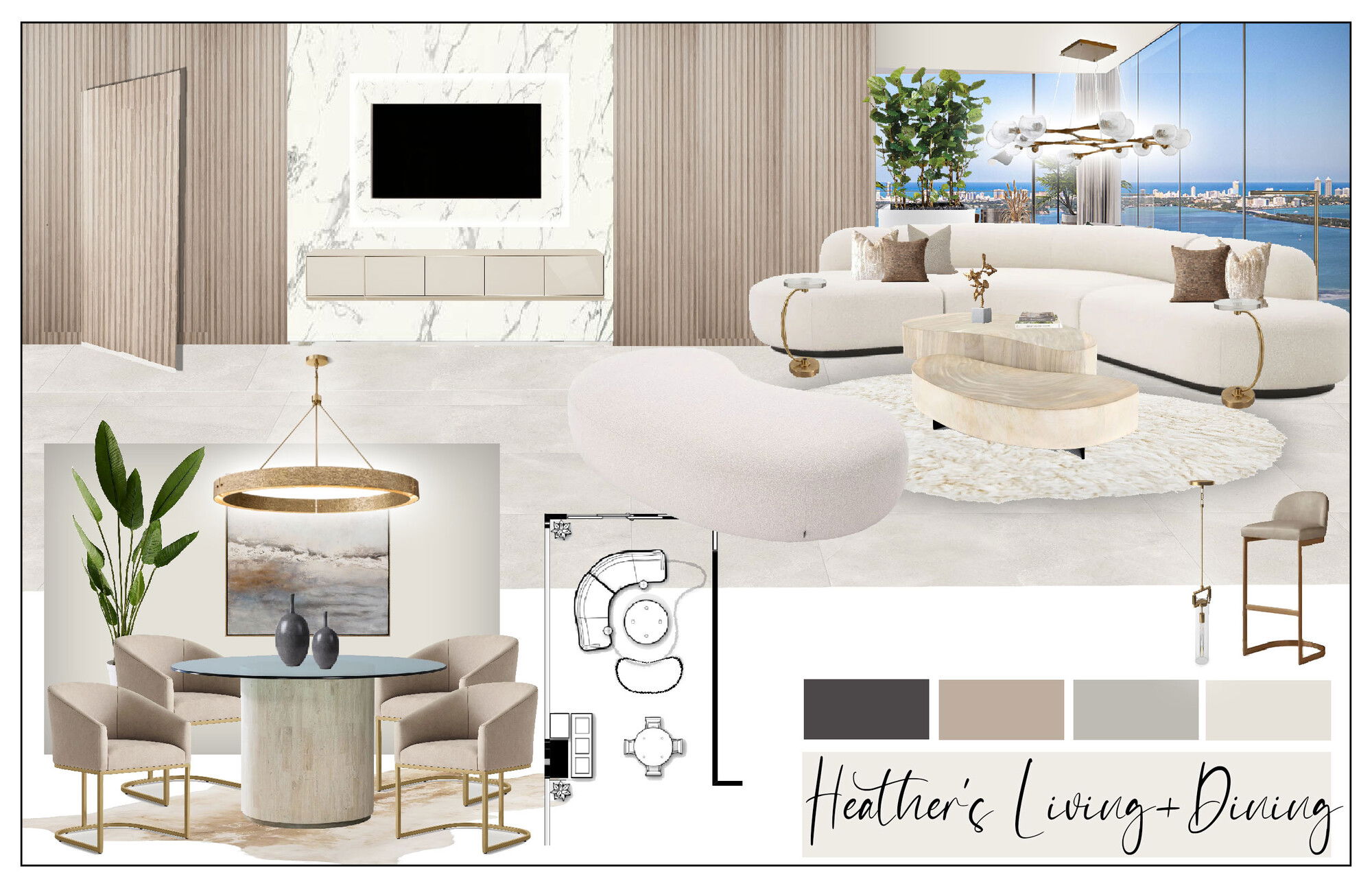 Online Designer Combined Living/Dining Interior Design Ideas